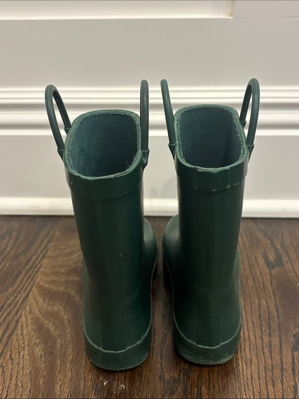 Mysoft Kids Waterproof Green Rain Boots with Pull Handles Size 1